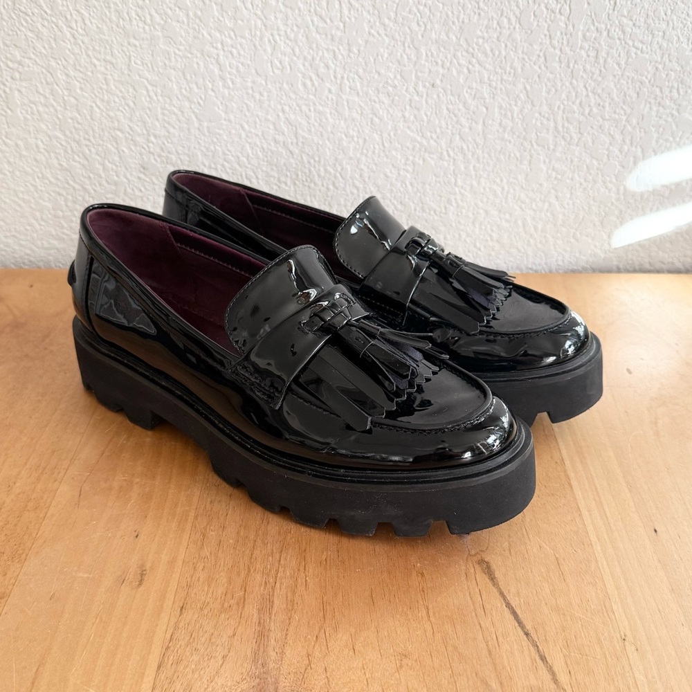 Franco Sarto Patent Vegan Leather Loafers with Tassels